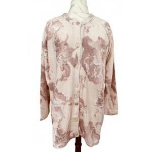 Vintage Gabriella T Cardigan Sweater Italy Abstract Angel Motif Button up 1X